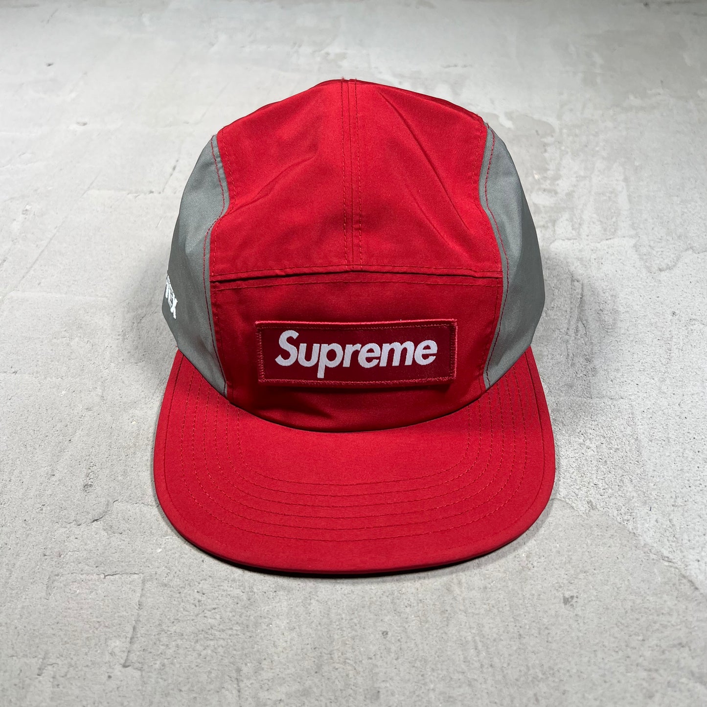 Supreme Gore-Tex Red/Grey Camp Cap Hat USED x18105
