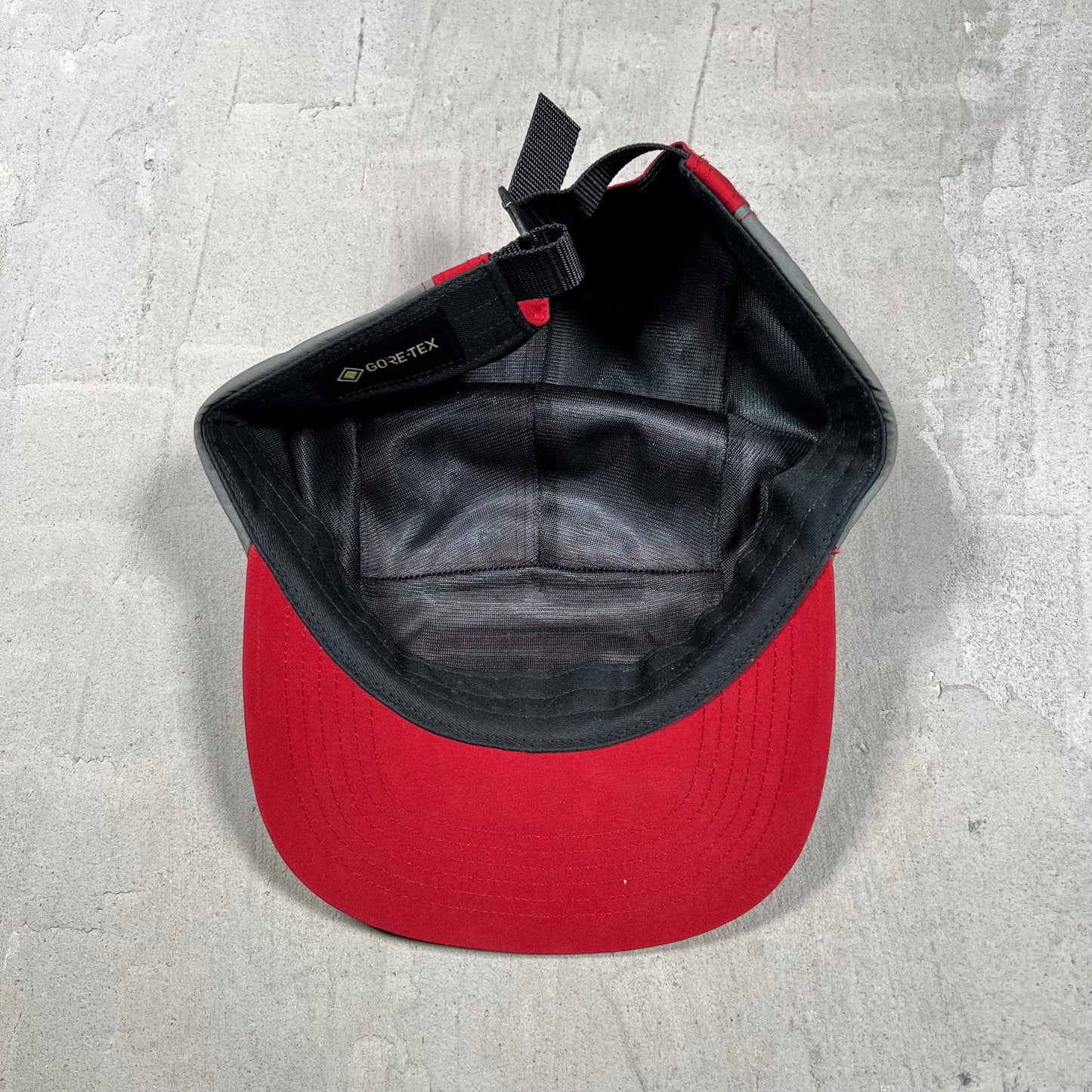 Supreme Gore-Tex Red/Grey Camp Cap Hat USED x18105