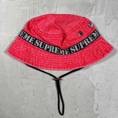 Supreme Stencil Webbing Boonie Red Bucket Hat USED x18107