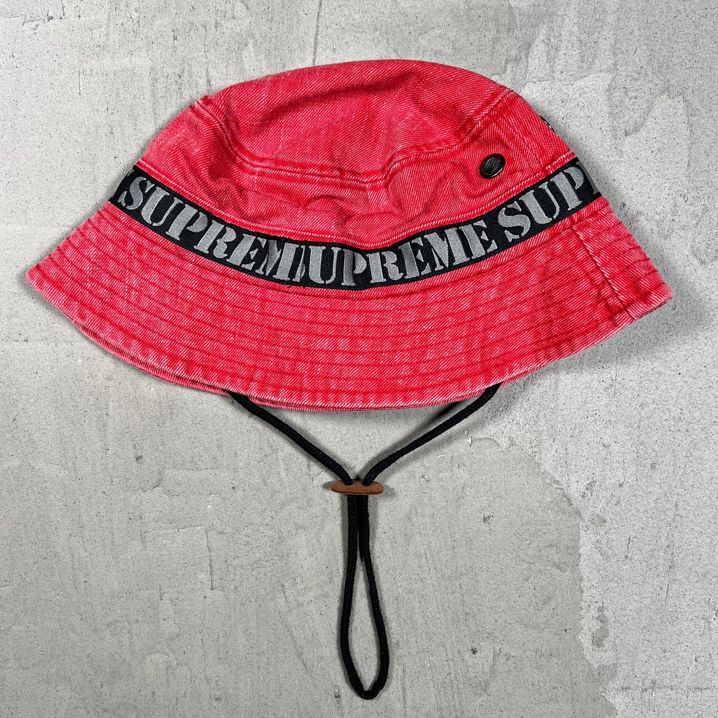 Supreme Stencil Webbing Boonie Red Bucket Hat USED x18107