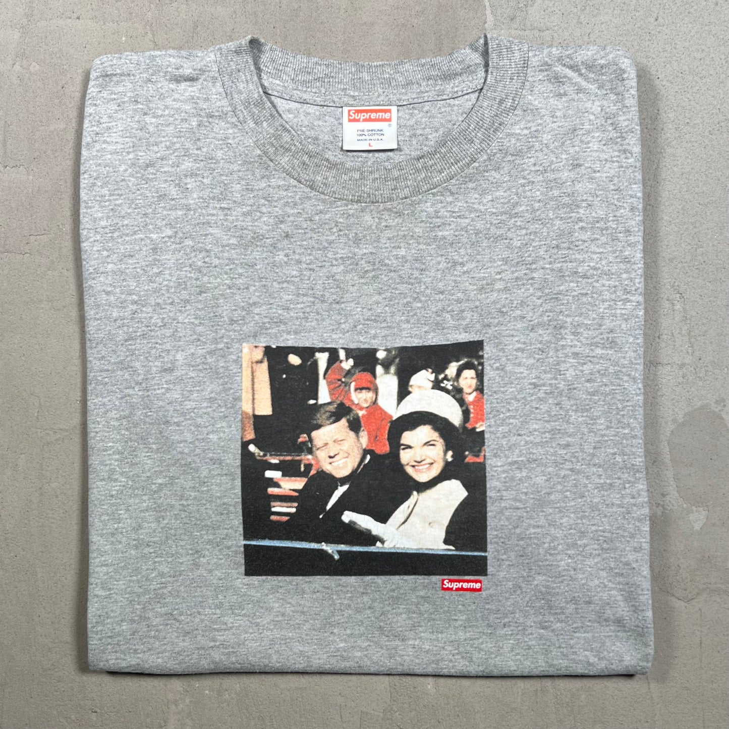 2008 Supreme JFK Photo Grey Tee Size Large USED x18141