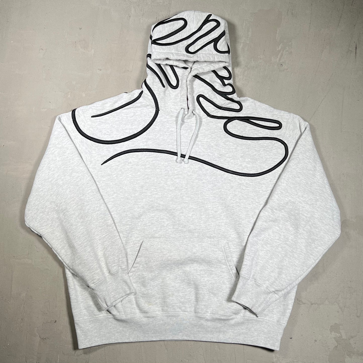 Supreme Shoulder Script Heather Grey Hoodie (2025) Size Large USED x18013