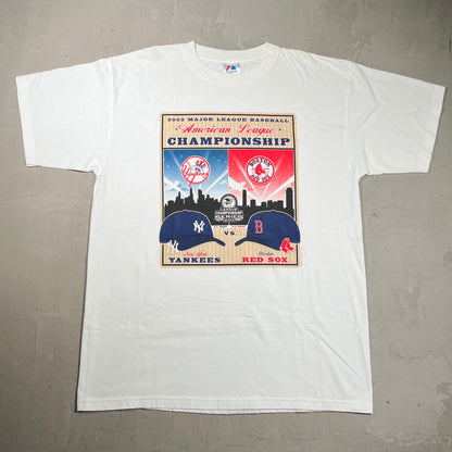 2003 Yankees Red Sox Championship White Tee Size XL USED v19910