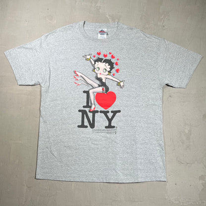 2002 Betty Boop I Heart NYC Grey Tee Size XL USED v19908