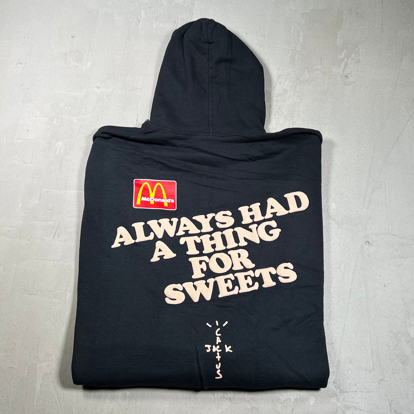 Travis Scott Cactus Jack McDonalds Apple Pie Hoodie Black Size Large NEW x18187