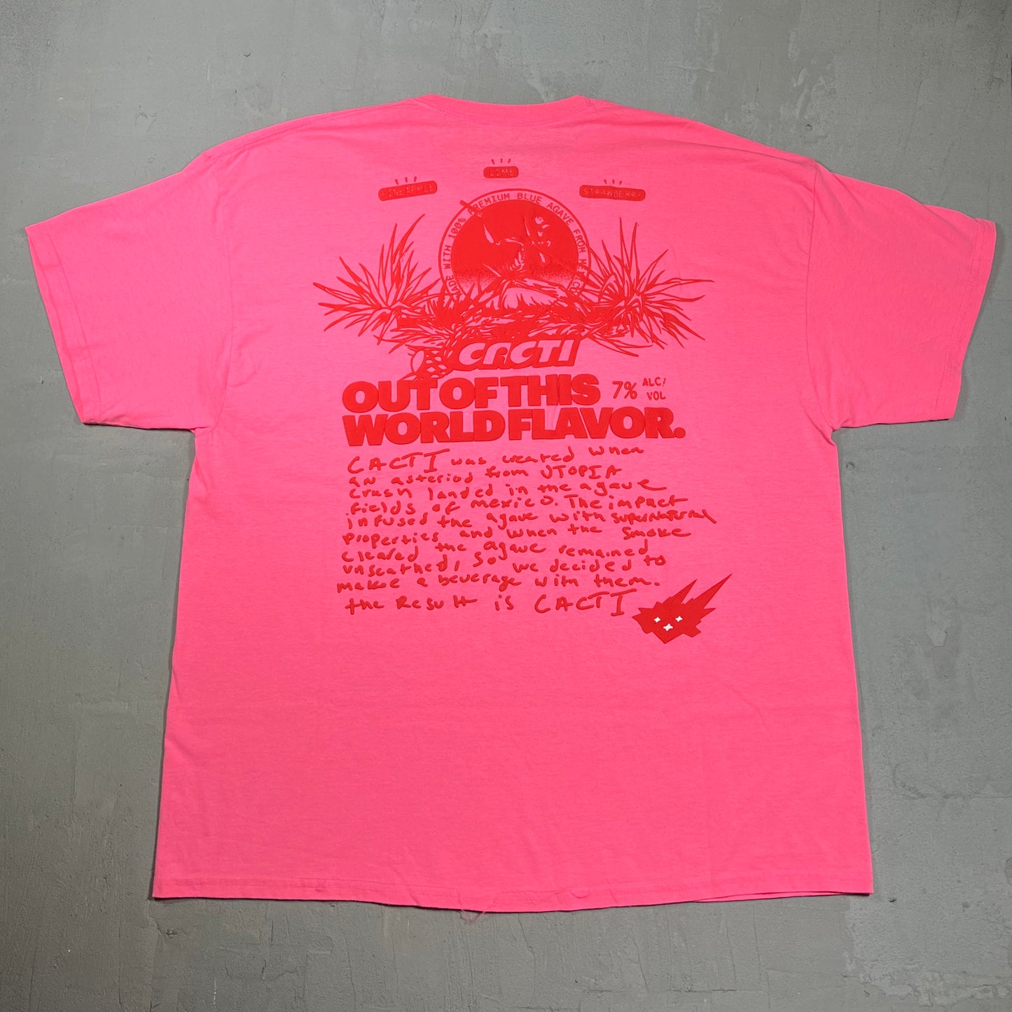 Travis Scott Cacti Seltzer Hot Pink Tee Size XL USED x18180