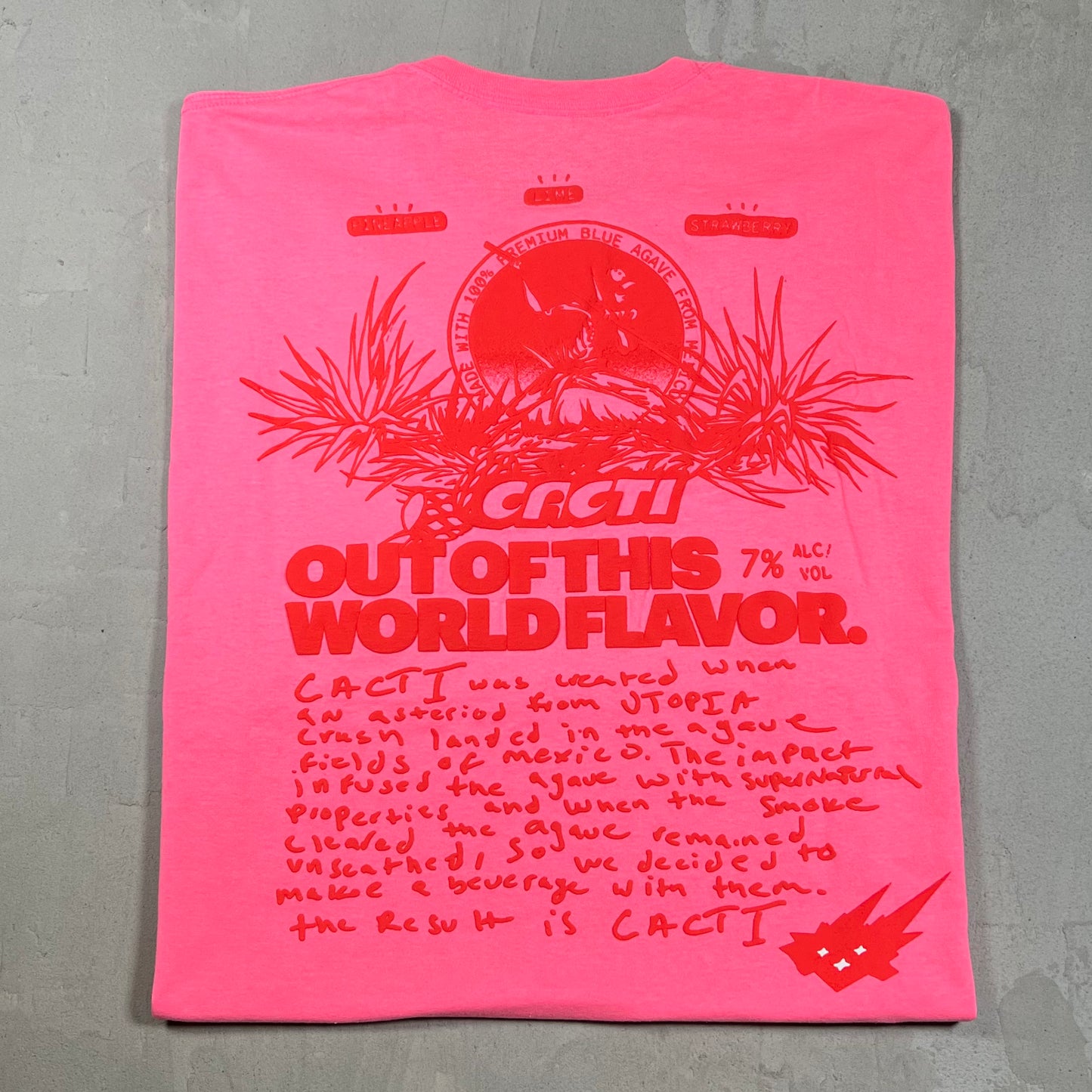 Travis Scott Cacti Seltzer Hot Pink Tee Size XL USED x18180
