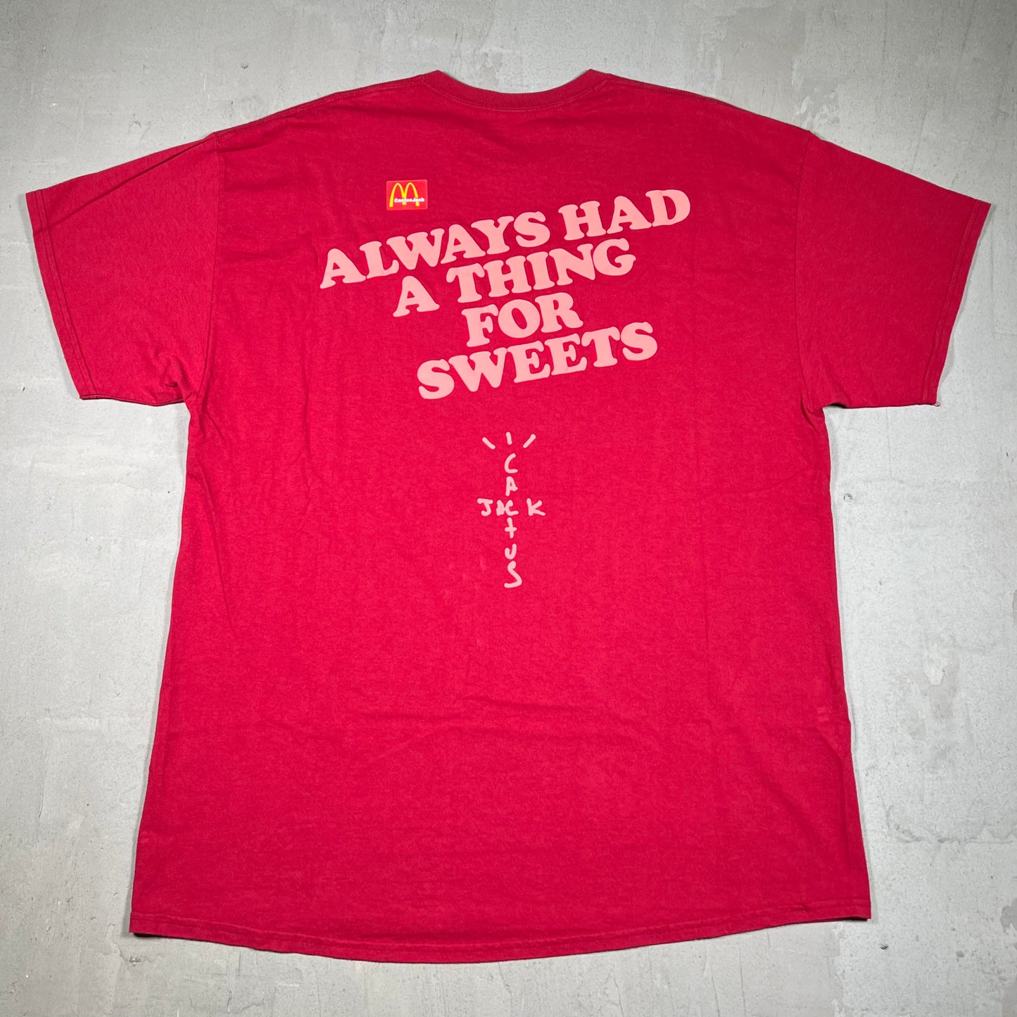 Travis Scott McDonald Apple Pie Red Tee Size XL USED x18178