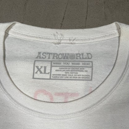 Travis Scott Astroworld Happy Face White Tee Size XL USED x18164