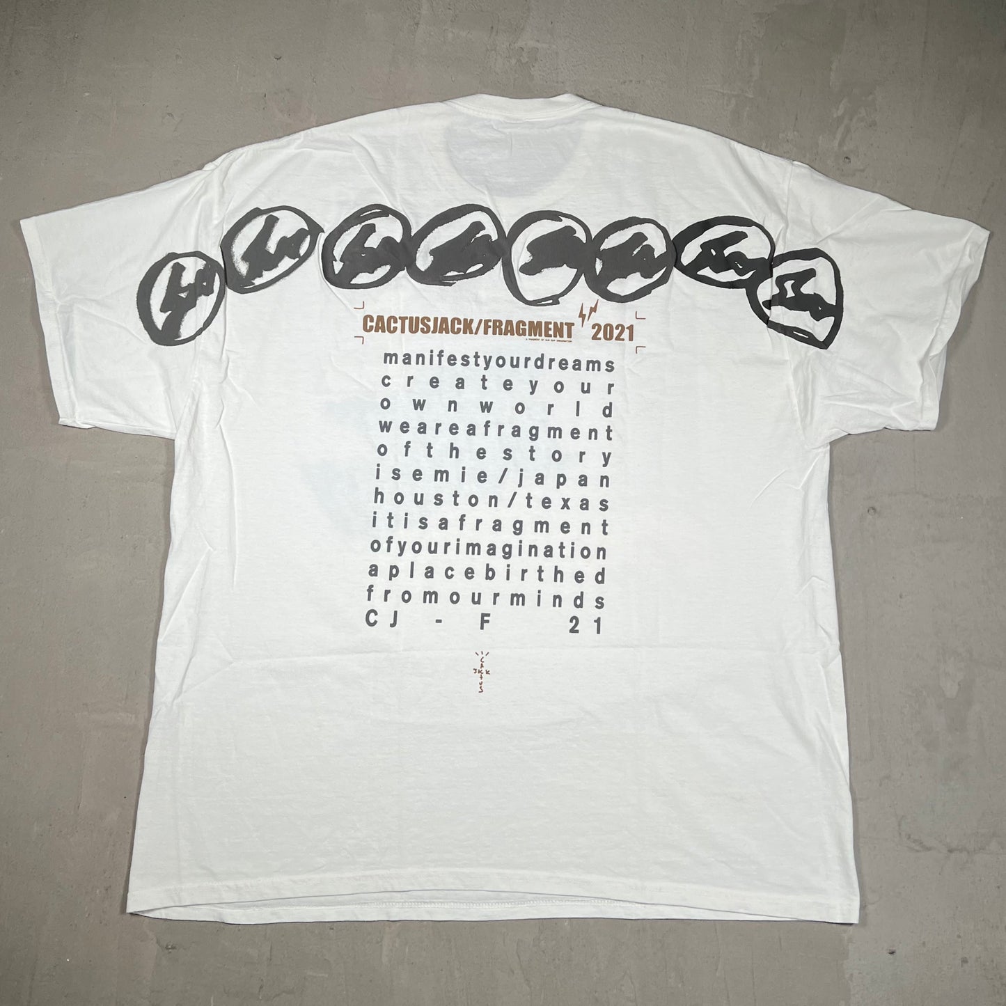 Travis Scott Cactus Jack Fragment Manifest Tee White Size XL NEW x18167