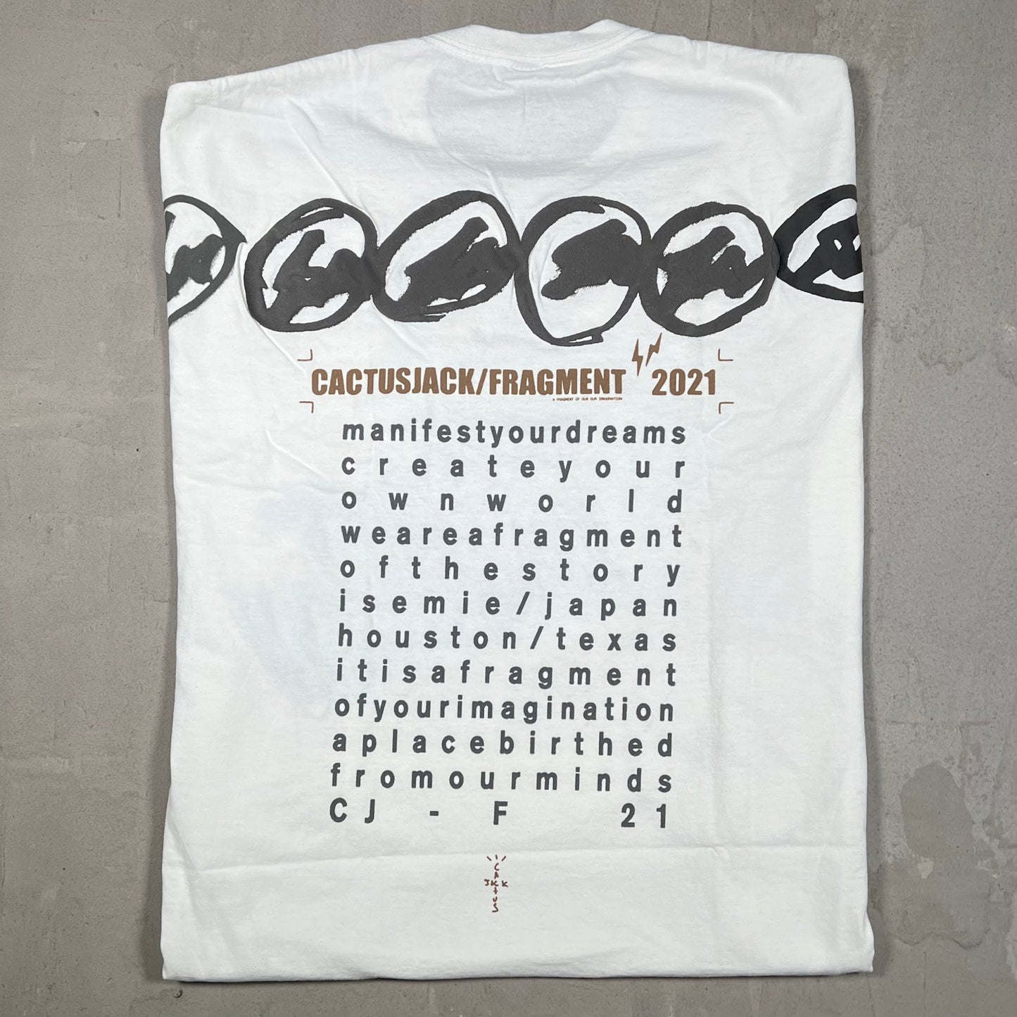 Travis Scott Cactus Jack Fragment Manifest Tee White Size XL NEW x18167