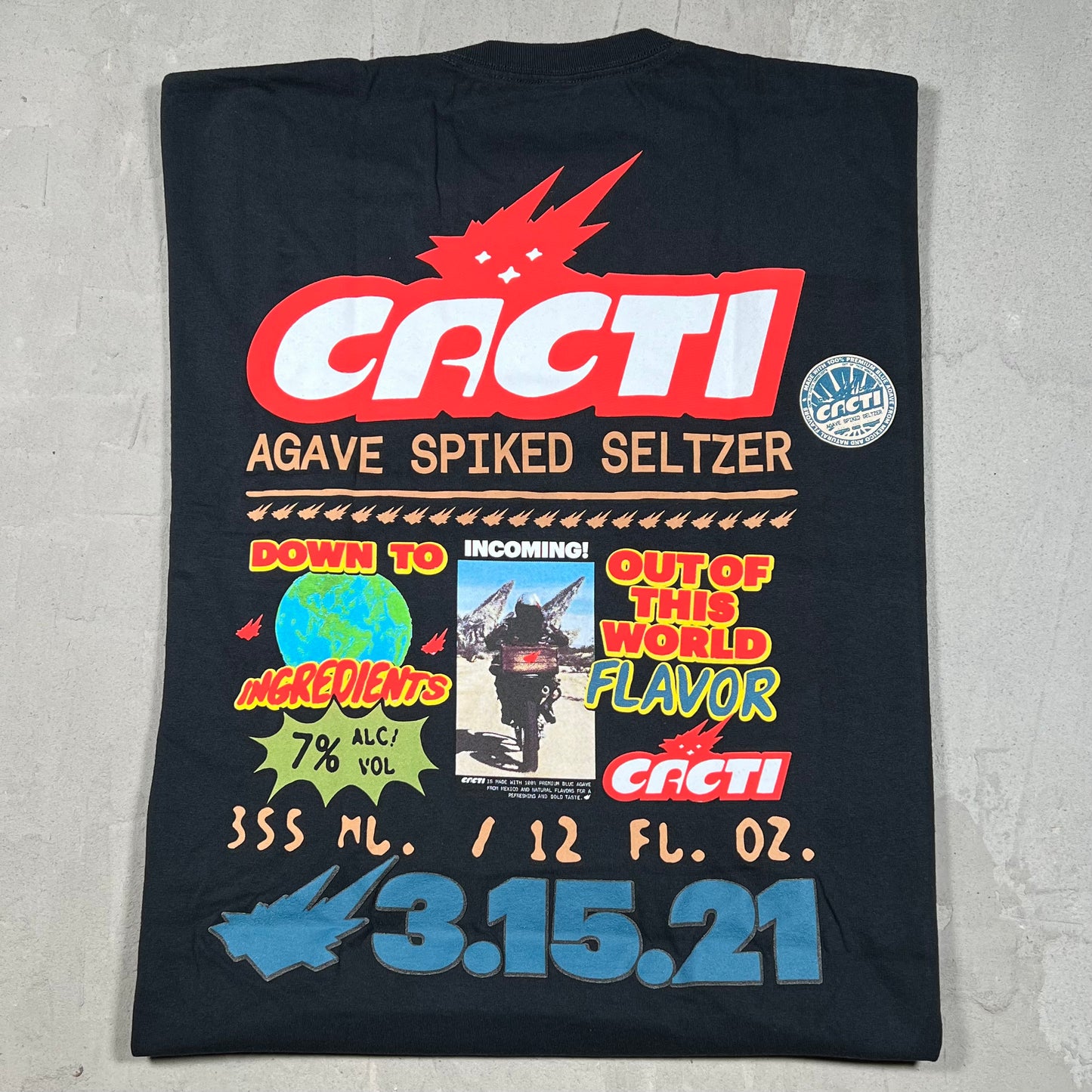 Travis Scott Cacti Down to Earth Tee Black Size XL NEW x18168