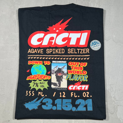 Travis Scott Cacti Down to Earth Tee Black Size XL NEW x18168