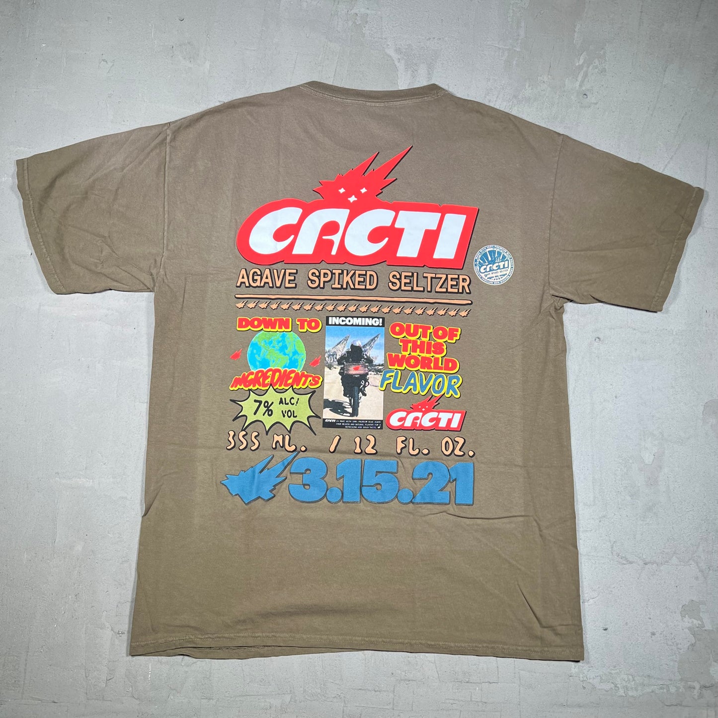 Travis Scott Cacti Down to Earth Tee Tan Size XL NEW x18172