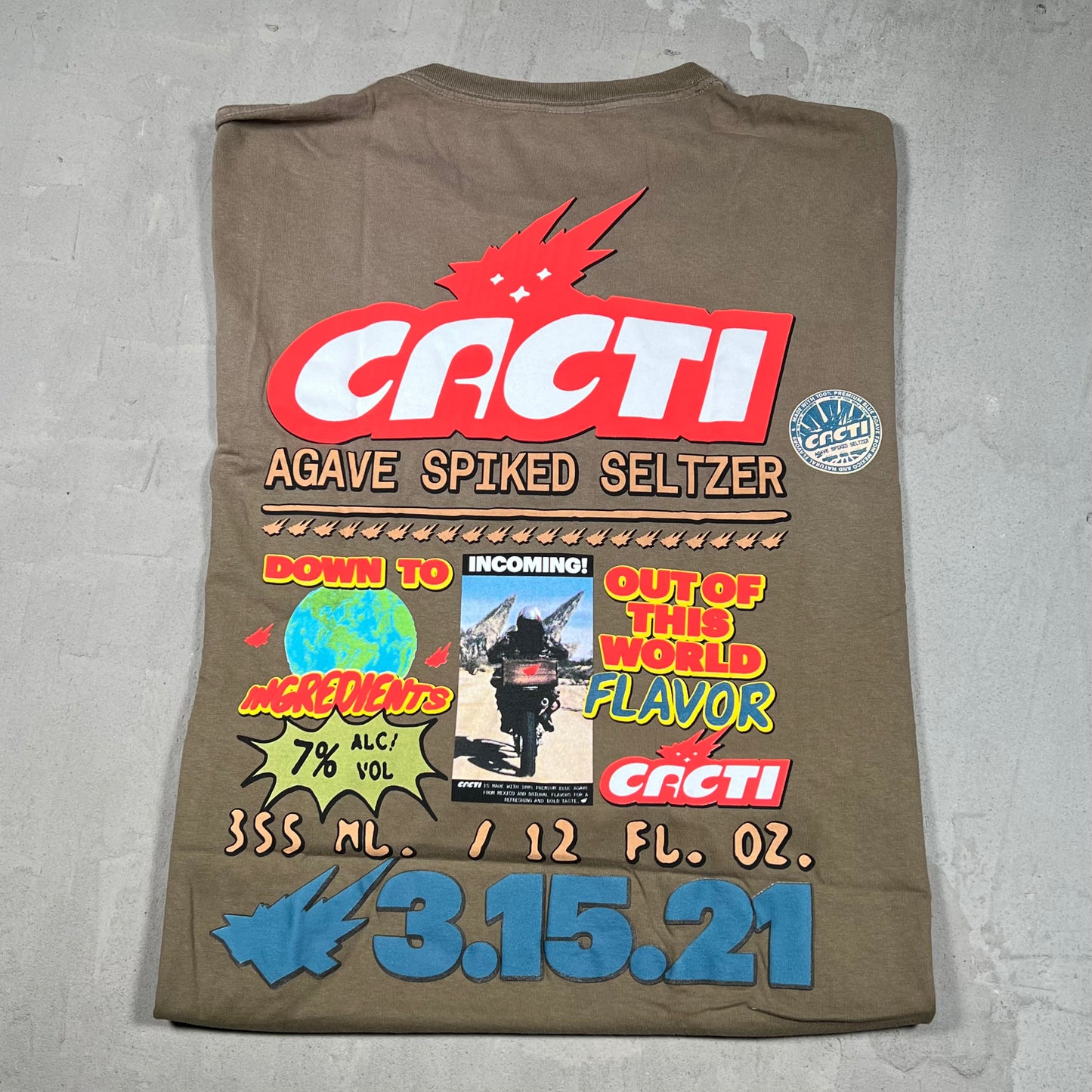 Travis Scott Cacti Down to Earth Tee Tan Size XL NEW x18172