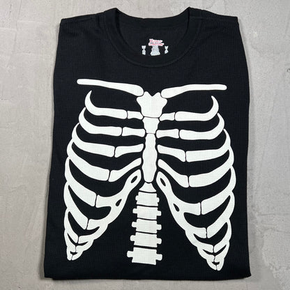 Supreme Hanes Bones Black Thermal Longsleeve Size Large USED x18195