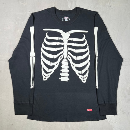 Supreme Hanes Bones Black Thermal Longsleeve Size Large USED x18195
