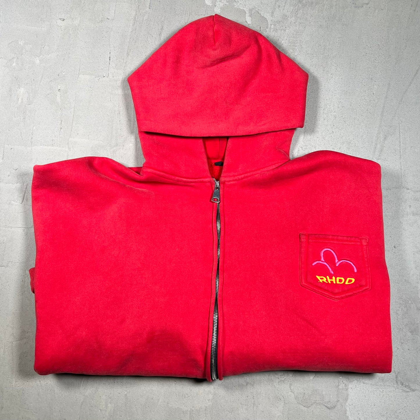 HMDD GV Gallery Raspberry Hills Lychee Red Zip Up Hoodie Size Medium USED x18197