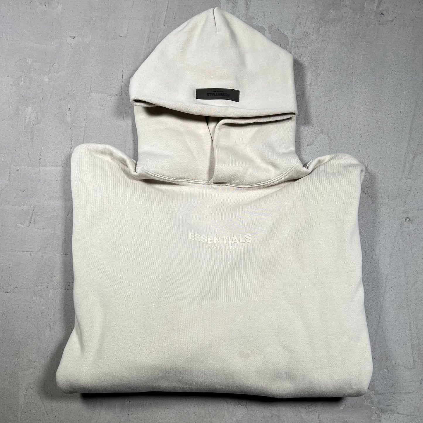 Essential Fear Of God FOG Taupe Hoodie Size Medium USED x18027