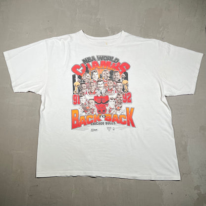 1992 Chicago Bulls "Back 2 Back" White Tee Size XL USED v19649
