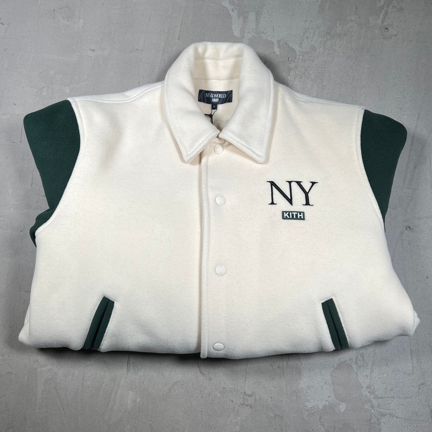 Kith New York To The World Wool Varsity Snadrift Jacket (2024) Size Large NEW x18147