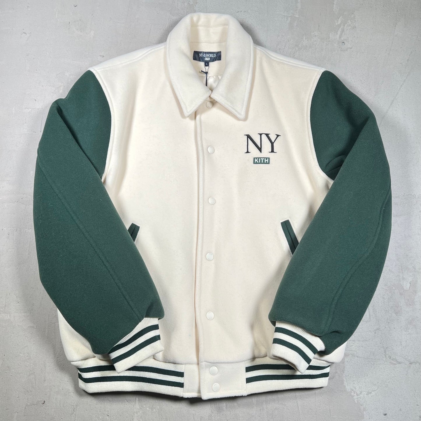 Kith New York To The World Wool Varsity Snadrift Jacket (2024) Size Large NEW x18147