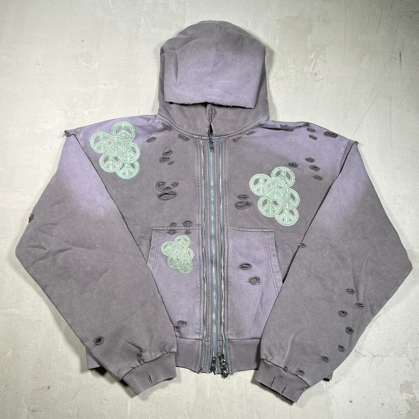 777 Brand Grey/Purple Peace Hoodie Size Medium NEW x18203