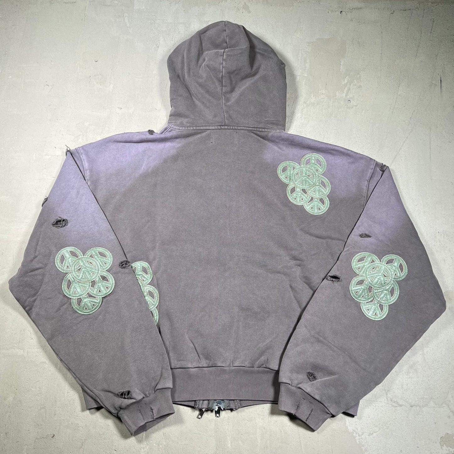 777 Brand Grey/Purple Peace Hoodie Size Medium NEW x18203