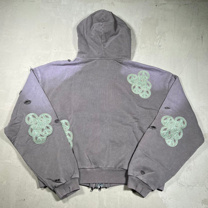 777 Brand Grey/Purple Peace Hoodie Size Medium NEW x18203