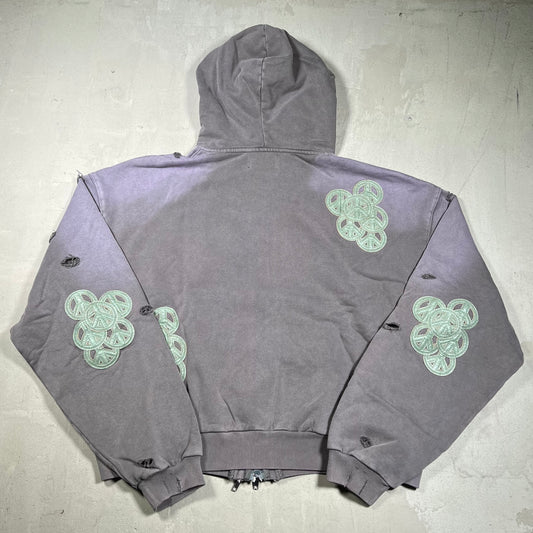 777 Brand Grey/Purple Peace Hoodie Size Medium NEW x18203