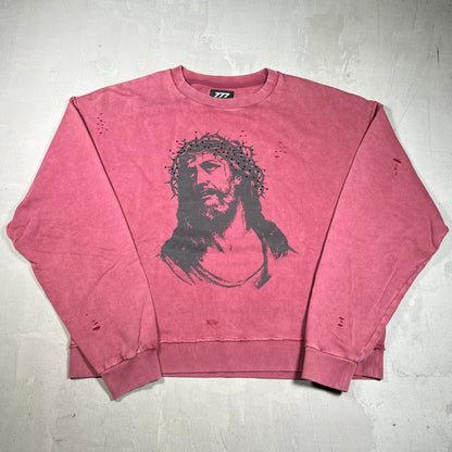 777 Brand Jesus Burgundy Crewneck Size XL NEW x18204