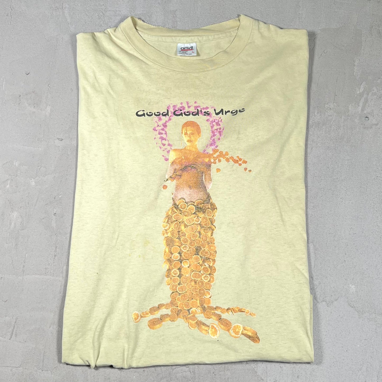 1996 Porno For Pyros Good God Urge Tour Yellow Tee Size Large USED v19926