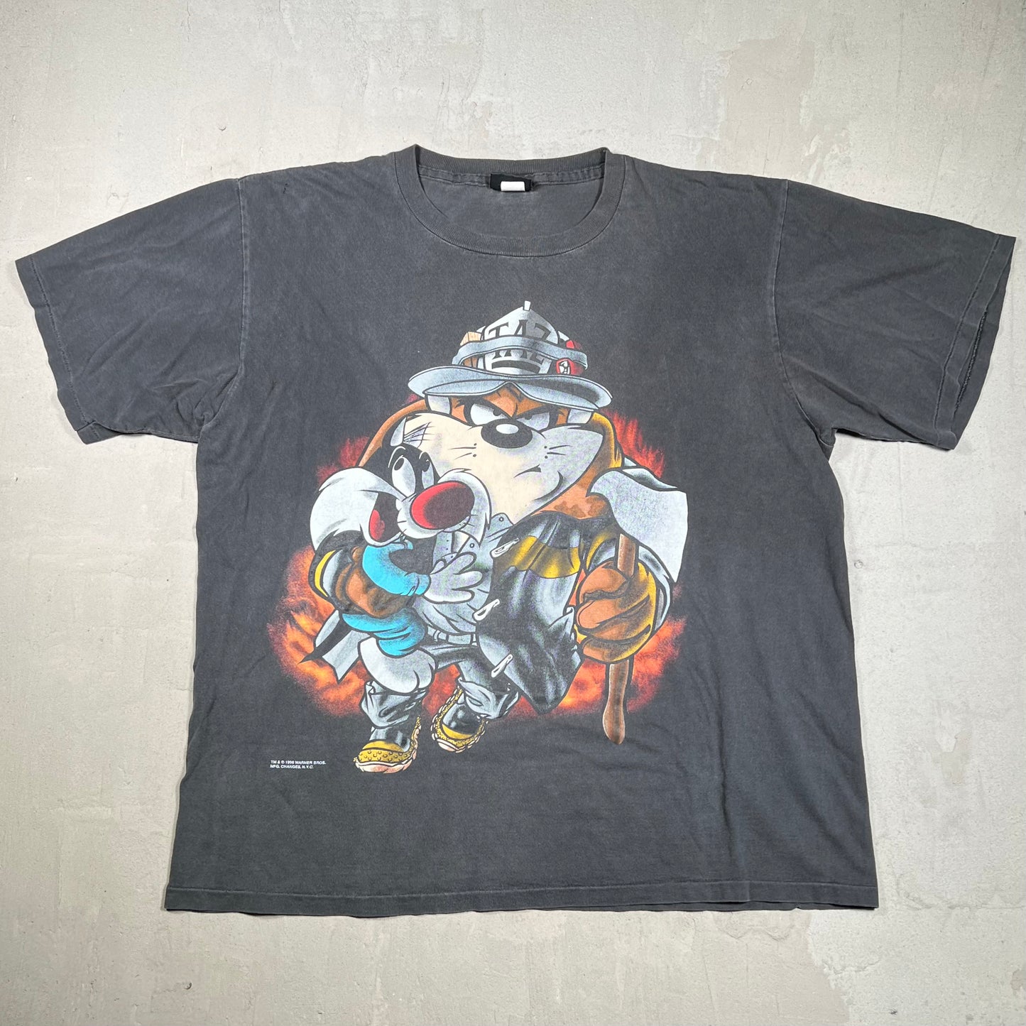 1996 Taz Fire Fighter Black Tee Size XL USED v19927