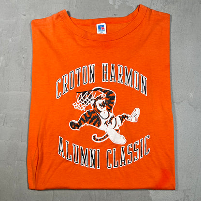 1990s Croton Harmon Alumni Classic Orange Tee Size XXL USED v19928