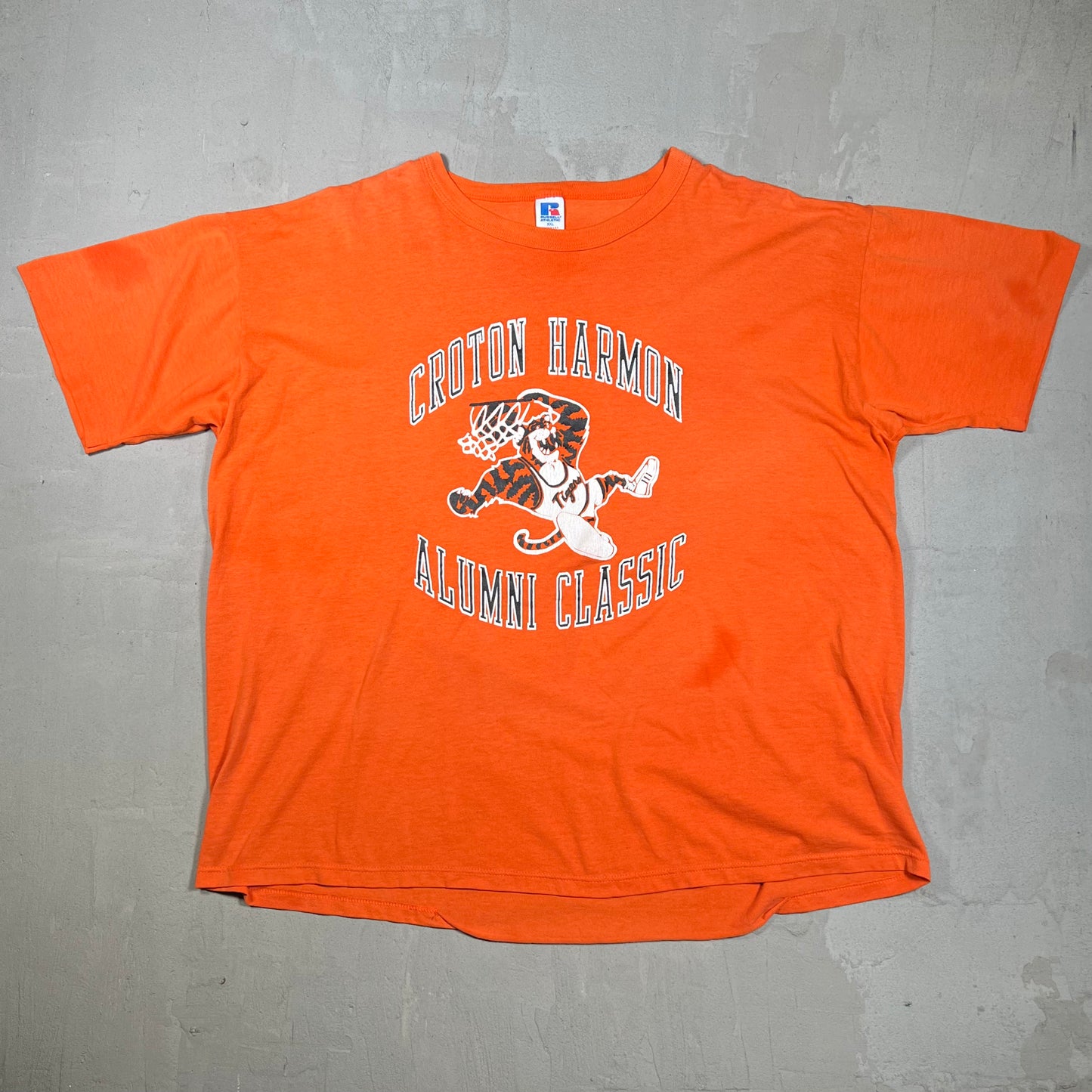 1990s Croton Harmon Alumni Classic Orange Tee Size XXL USED v19928