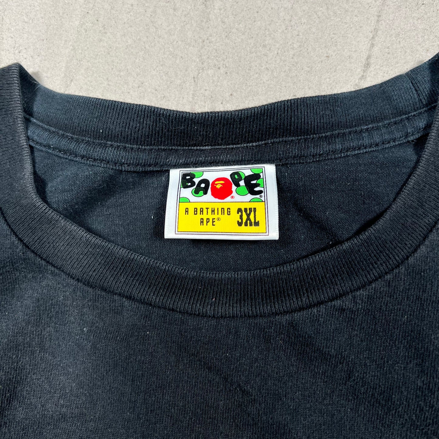 Bape Big Head Logo Black Tee Size 3XL USED x18217