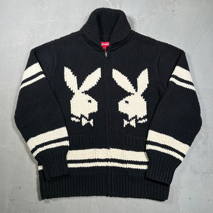 Supreme Playboy Shawl Collar Black Sweater (2017) Size Medium USED x18103