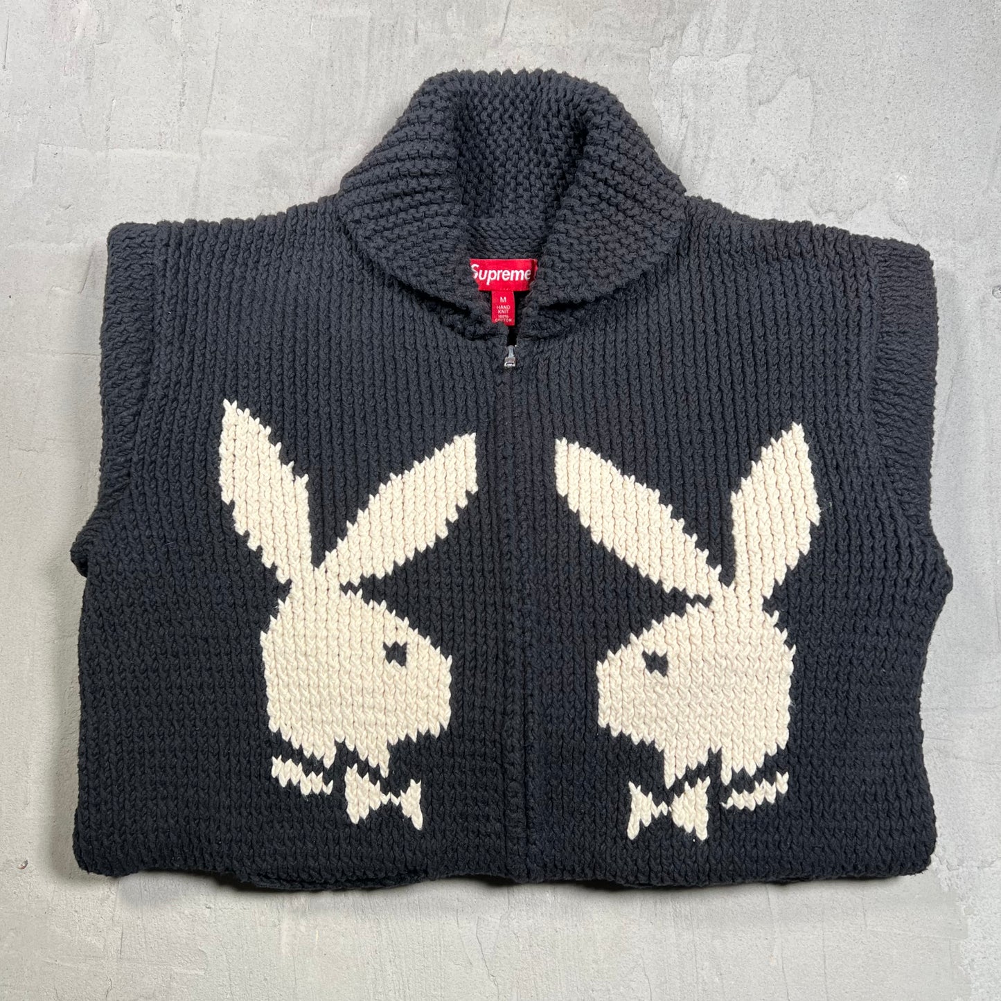 Supreme Playboy Shawl Collar Black Sweater (2017) Size Medium USED x18103