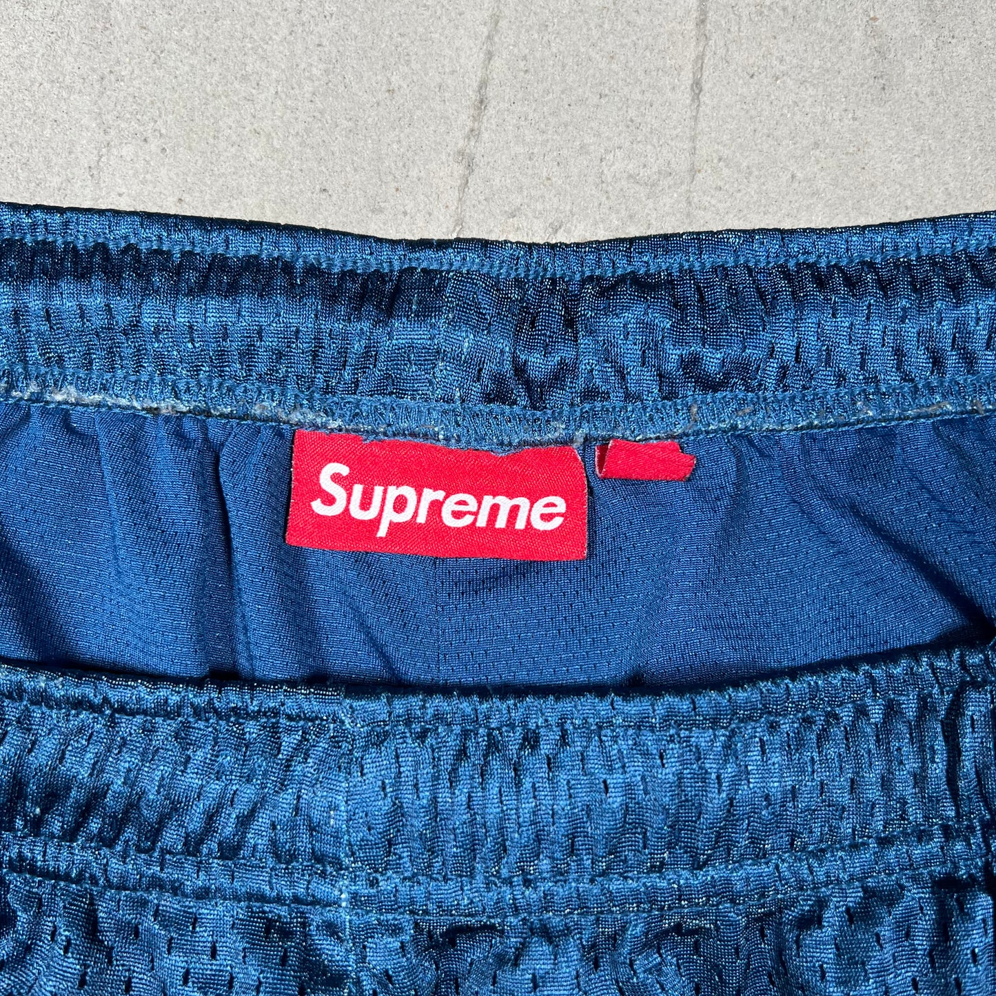 Supreme Big Script Blue/Orange Mesh Shorts Size XXL USED x18220