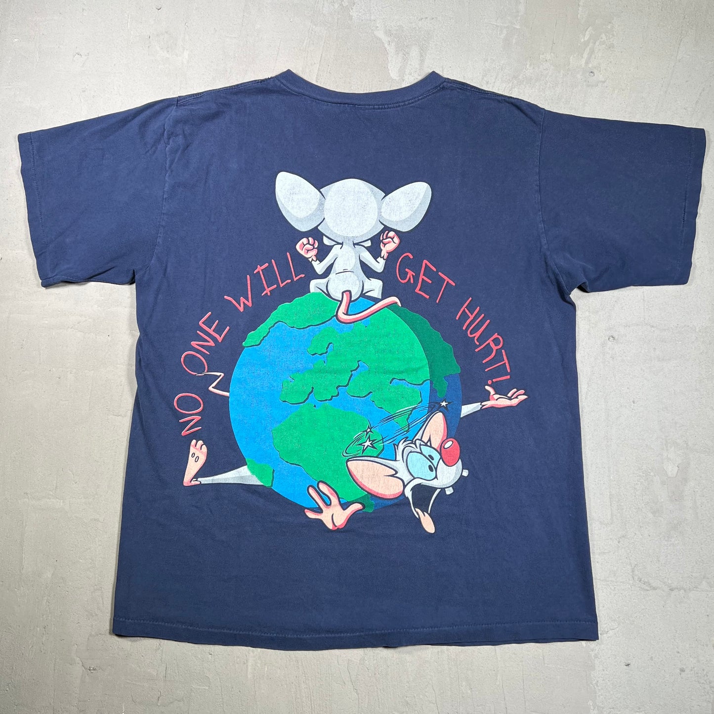 1995 Pinky and the Brain Surrender Quietly Navy Blue Tee Size XL USED v19929