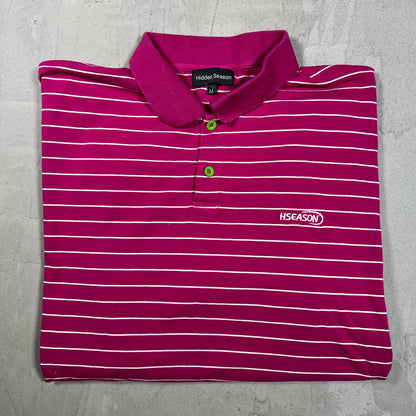 Hidden Season Purple Striped Polo Tee Size Medium USED x18224