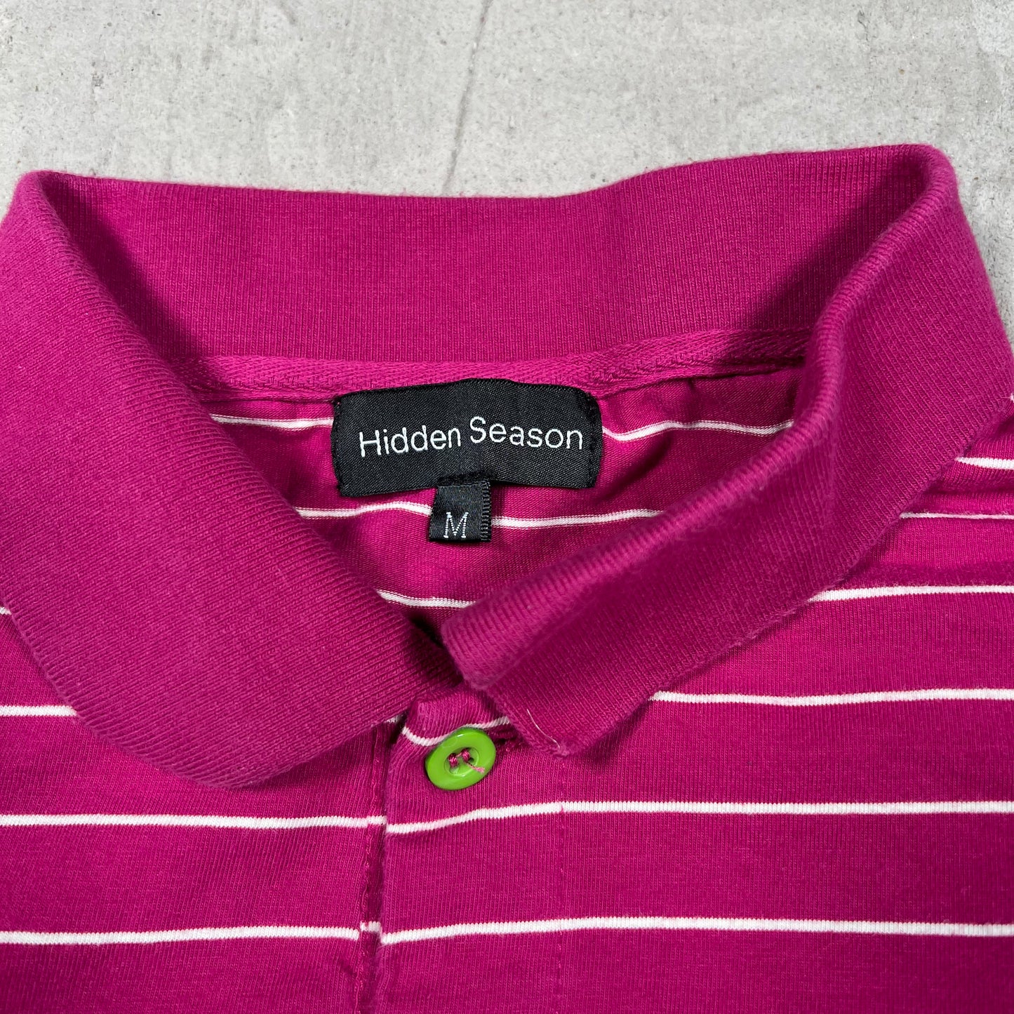 Hidden Season Purple Striped Polo Tee Size Medium USED x18224