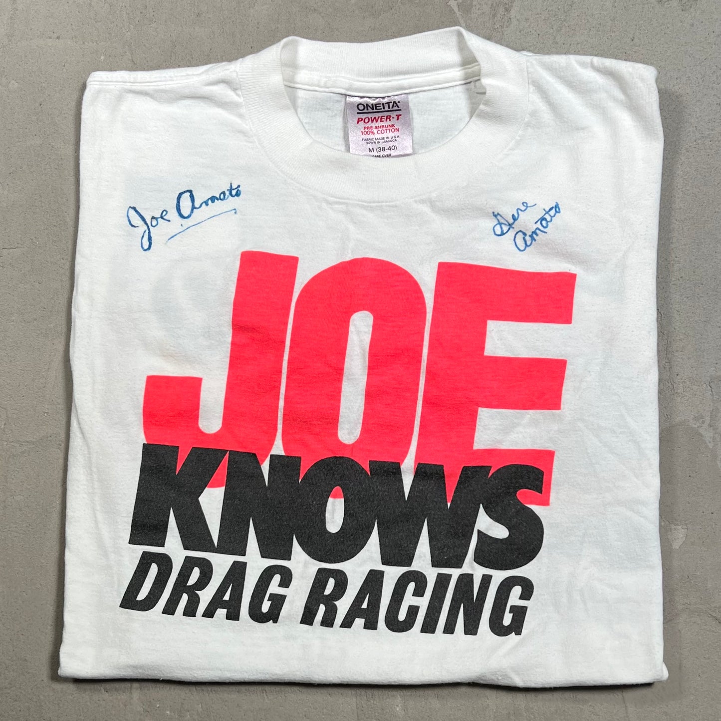 Y2K "Joe Knows" Racing Tee White Size Medium USED v19955