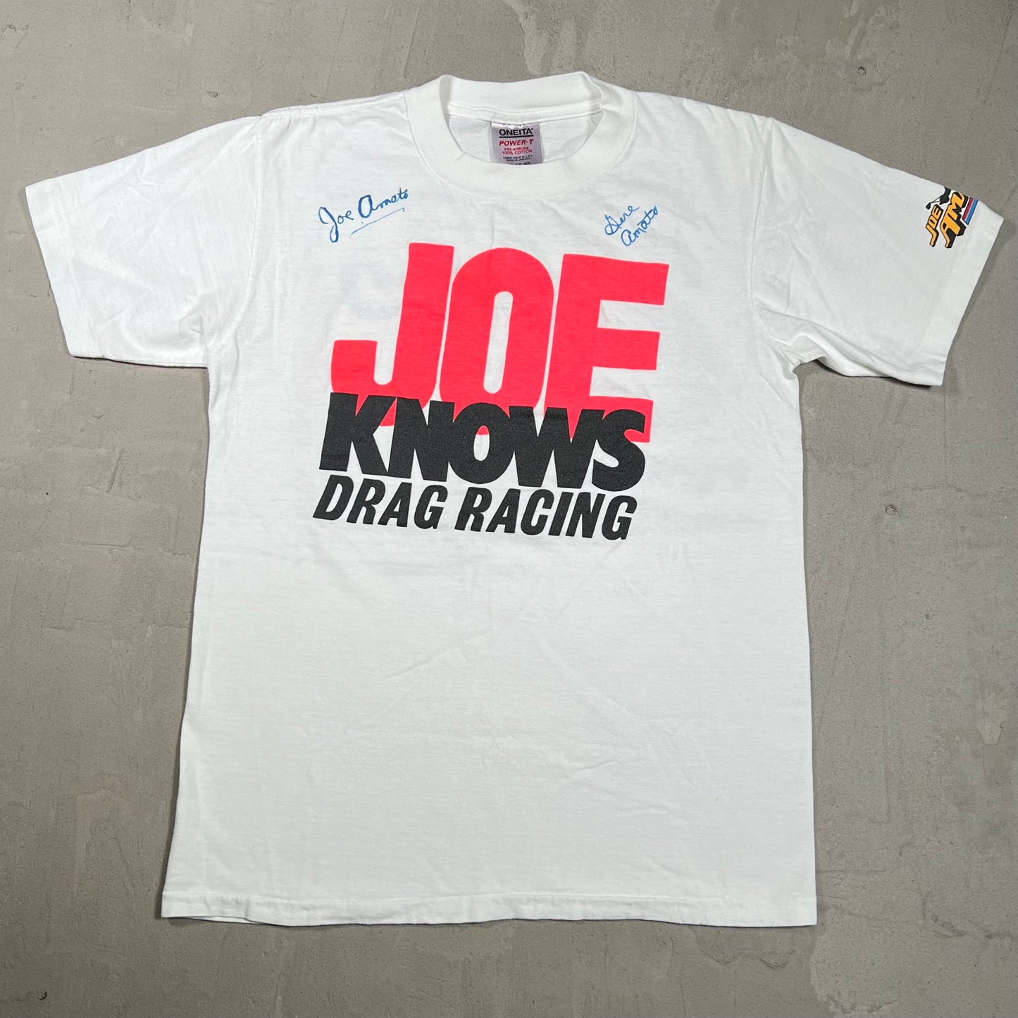 Y2K "Joe Knows" Racing Tee White Size Medium USED v19955