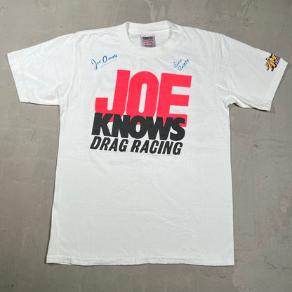 Y2K "Joe Knows" Racing Tee White Size Medium USED v19955