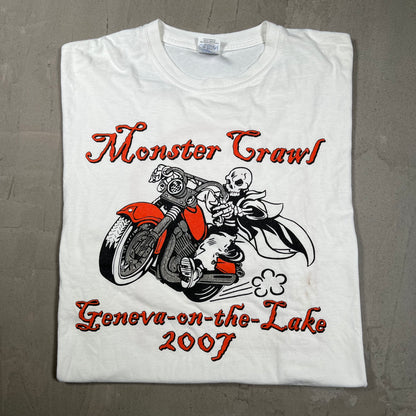 2007 Monster Crawl On The Lake White Tee Size XL USED v19943