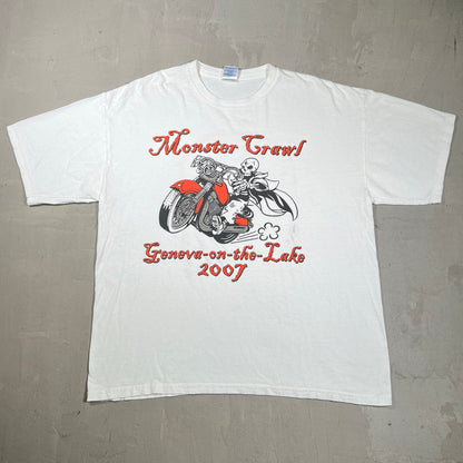 2007 Monster Crawl On The Lake White Tee Size XL USED v19943