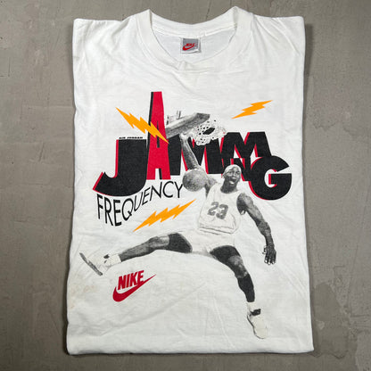 1990s Nike Air Jordan "Jamming Frequency" White Tee Size XL USED v19961