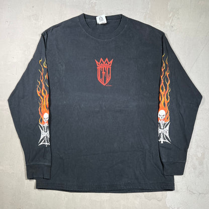 1990s West Coast Choppers "CFL" Black Flame Longsleeve Size Large USED v19947
