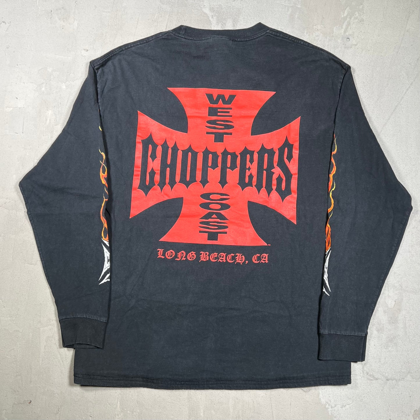 1990s West Coast Choppers "CFL" Black Flame Longsleeve Size Large USED v19947